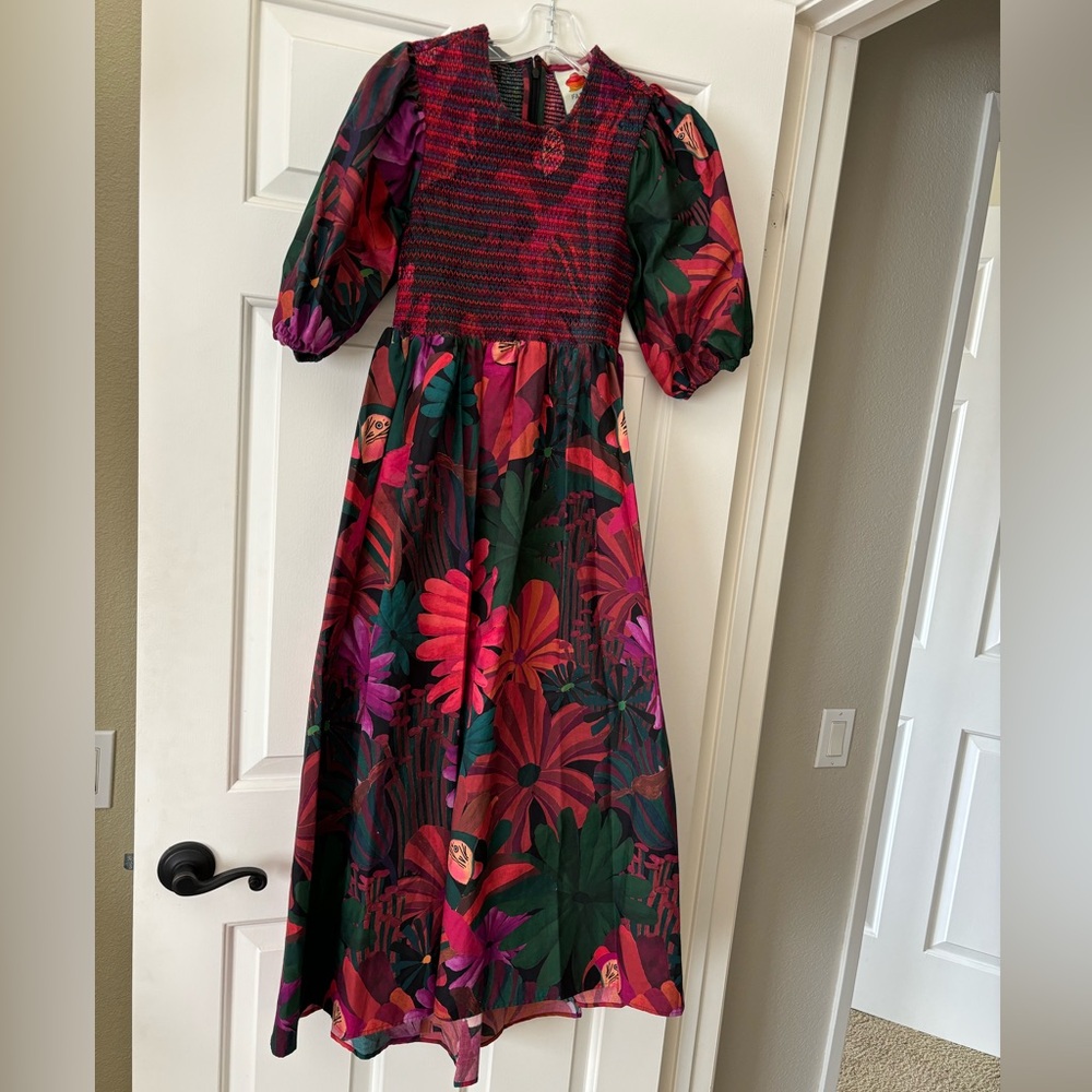 FARM Rio Floral Midi Dress - Red and Green - Picture 3 of 9